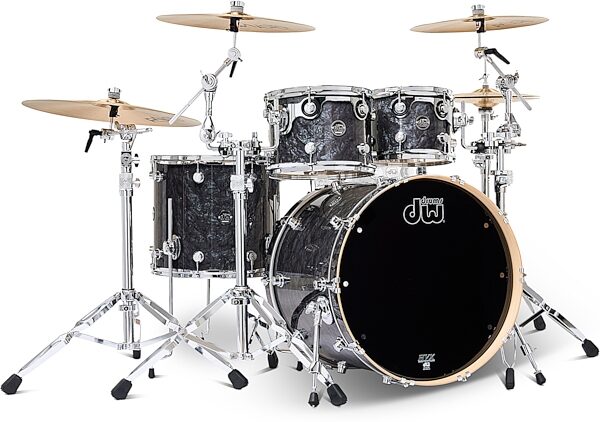 open zoom image for Drum Workshop Performance Series Drum Shell Kit, 4-Piece, Black Diamond, Action Position Back