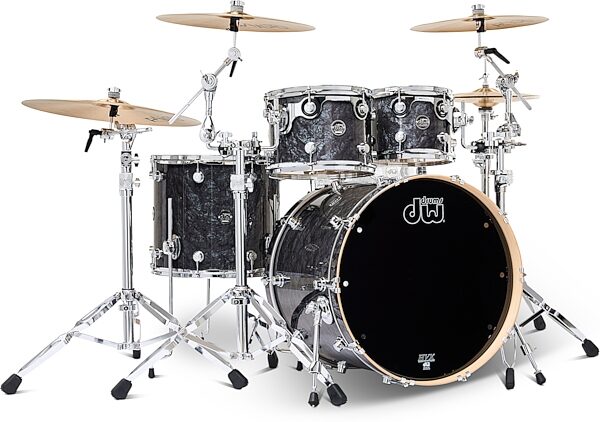 open zoom image for Drum Workshop Performance Series Drum Shell Kit, 4-Piece, Black Diamond, Action Position Back