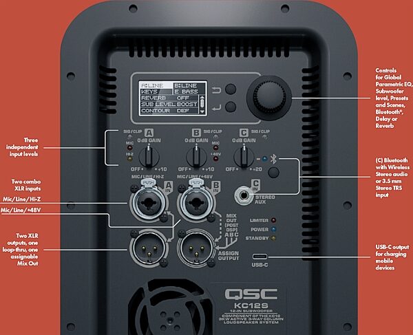 open zoom image for QSC KC12 K Column PA System, Black, KC12-BK, Diagram