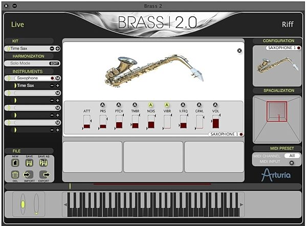 open zoom image for Arturia Brass Physical Modeling Software Synth, Screenshot - 3