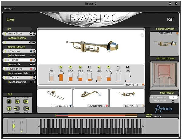 open zoom image for Arturia Brass Physical Modeling Software Synth, Screenshot - 5