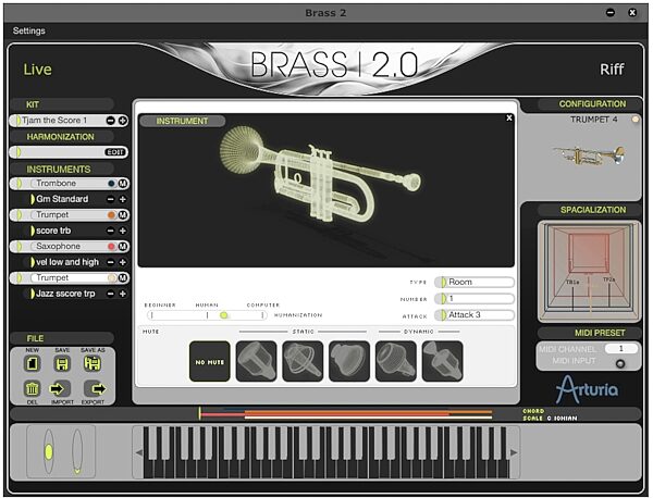 open zoom image for Arturia Brass Physical Modeling Software Synth, Main