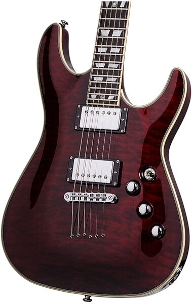open zoom image for Schecter C-1 Custom Electric Guitar, Black Cherry Closeup