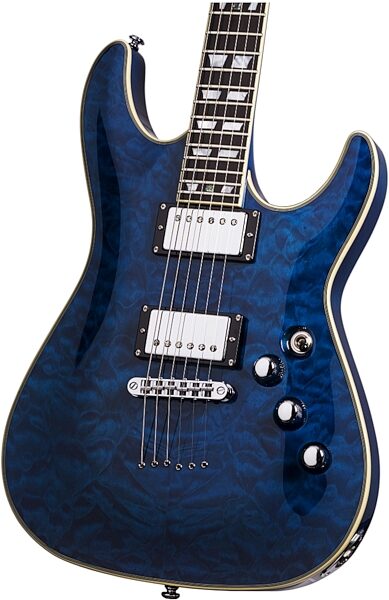 open zoom image for Schecter C-1 Custom Electric Guitar, See Thru Blue Closeup