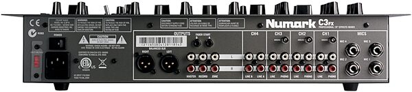 open zoom image for Numark C3FX 5-Channel Rack DJ Mixer with FX, Back