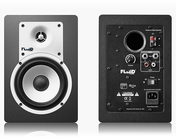 open zoom image for Fluid Audio C5 Powered Studio Monitors, Front and Rear
