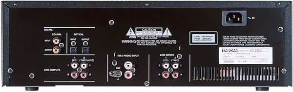 open zoom image for TASCAM CC222SL CD Recorder and Cassette Combo, Rear