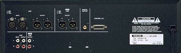 open zoom image for TASCAM CDA700 Balanced CD/Cassette with SPDIF, Back Panel