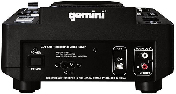 open zoom image for Gemini CDJ-650 Professional Media Player and Controller, Rear