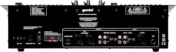 open zoom image for Gemini CDM3600 Dual CD Mixing Console, Back