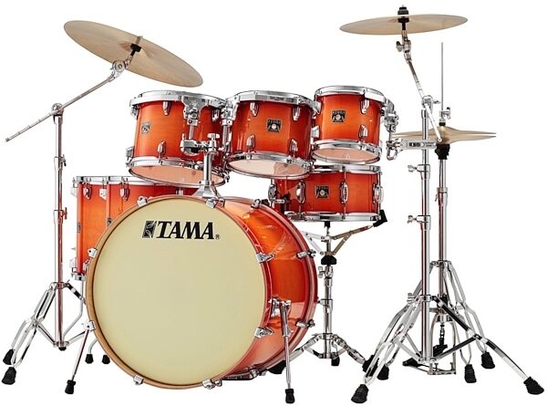 open zoom image for Tama CL72S Superstar Classic Drum Shell Kit, 7-Piece, Tangerine Lacquer Burst, Main