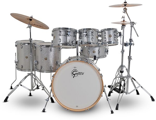 open zoom image for Gretsch CM2E627 Catalina Maple CM2 Drum Shell Kit, 7-Piece, Silver Sparkle, Action Position Back