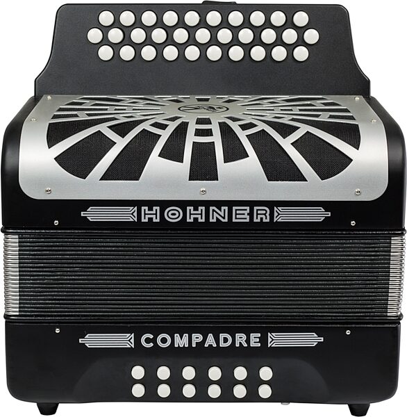 open zoom image for Hohner Compadre Accordion (with Gig Bag), Black, Key of F/Bb/Eb, with Gig Bag, Action Position Back