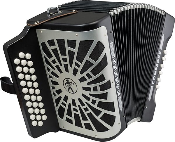 open zoom image for Hohner Compadre Accordion (with Gig Bag), Black, Key of F/Bb/Eb, with Gig Bag, Action Position Back