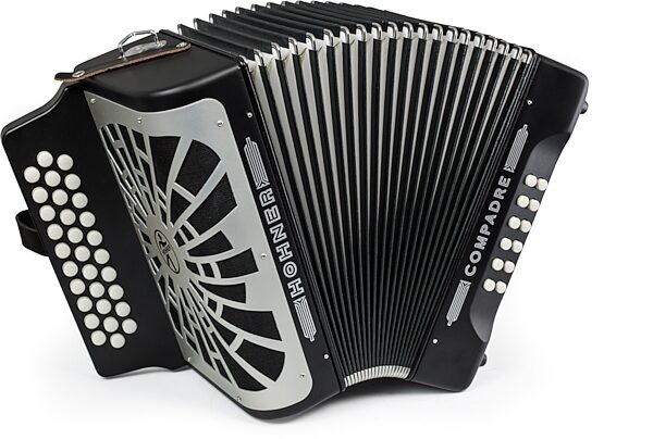open zoom image for Hohner Compadre Accordion (with Gig Bag), Black, Key of F/Bb/Eb, with Gig Bag, Action Position Back