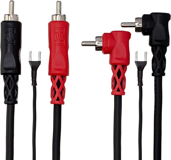 open zoom image for Hosa CRA-201DJ Dual RCA to Dual Right Angle RCA with Ground Wire Stereo Interconnect Cable, 1 meter, Action Position Back