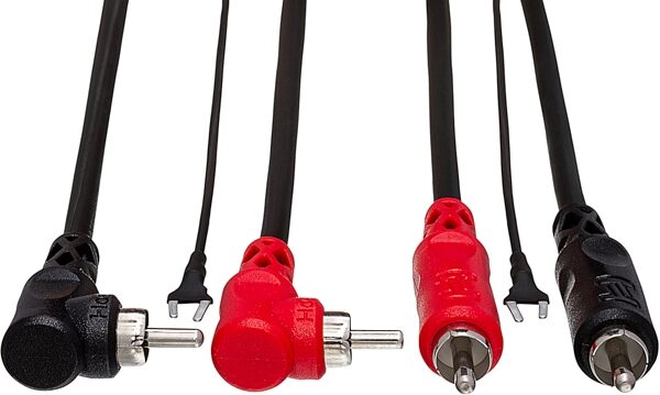 open zoom image for Hosa CRA-201DJ Dual RCA to Dual Right Angle RCA with Ground Wire Stereo Interconnect Cable, 1 meter, Action Position Back