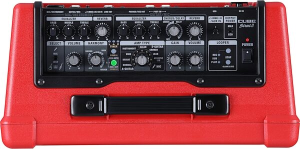 open zoom image for Boss Cube Street II Portable Guitar Amplifier, Red, CUBE-ST2-R, Open Box (Very Good), Action Position Back