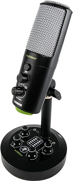 open zoom image for Mackie EleMent Chromium Premium USB Condenser Microphone with Built-in 2-Channel Mixer, New, Angled Front