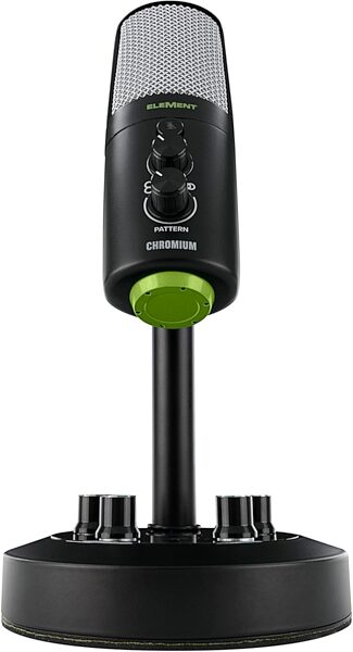 open zoom image for Mackie EleMent Chromium Premium USB Condenser Microphone with Built-in 2-Channel Mixer, New, Angled Front