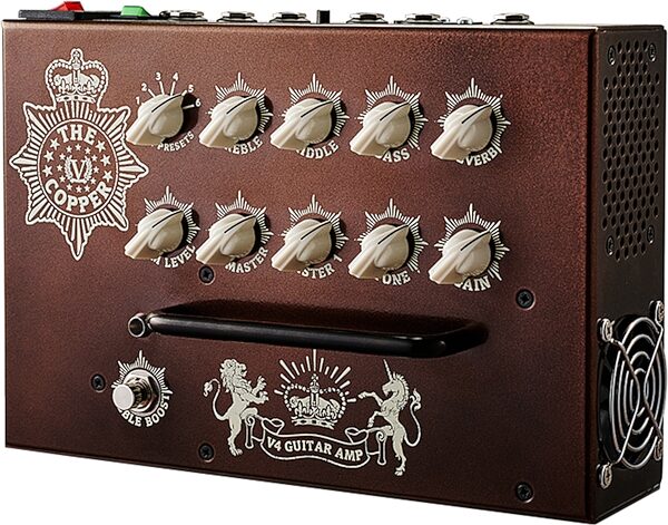 open zoom image for Victory V4 Copper Pedalboard Amp with Two Notes, New, Action Position Back