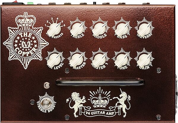 open zoom image for Victory V4 Copper Pedalboard Amp with Two Notes, New, Action Position Back