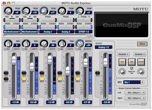 open zoom image for MOTU Audio Express 6x6 Hybrid FireWire and USB 2.0 Audio Interface, CueMix