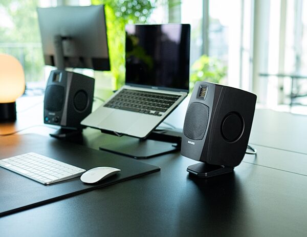 open zoom image for ADAM Audio D3V Active Desktop Studio Monitors, Pair, Black, In Use