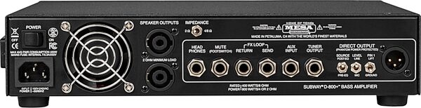 open zoom image for Mesa/Boogie Subway D-800 Plus Bass Guitar Amplifier Head (800 Watts), New, Action Position Back