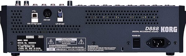 open zoom image for Korg D888 8-Track Hard Disk Recorder, Rear