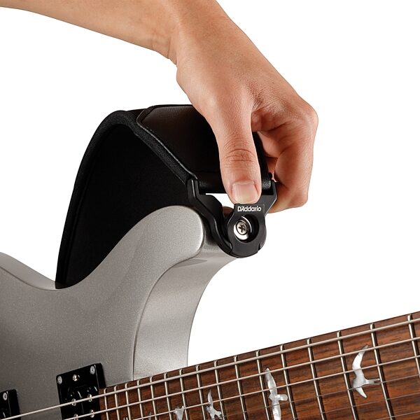 open zoom image for D'Addario Comfort Neoprene Auto Lock Guitar Strap, Black, Action Position Back