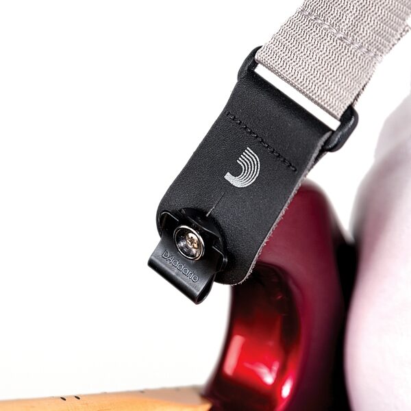 open zoom image for D'Addario PW-DLC-01 Dual-Lock Strap Lock, Pair, In Use