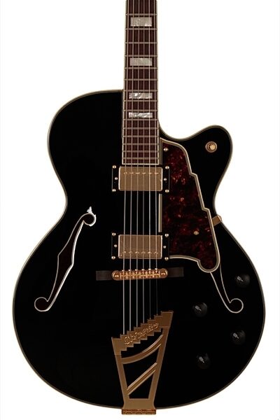 open zoom image for D'Angelico EXDH Hollowbody Electric Guitar (with Case), Black Closeup