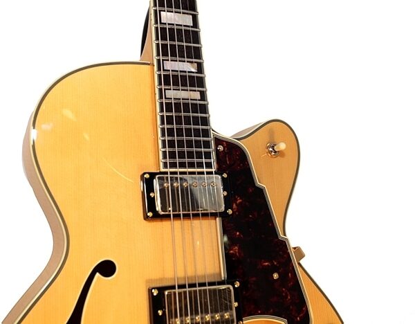 open zoom image for D'Angelico EXDH Hollowbody Electric Guitar (with Case), Natural Closeup