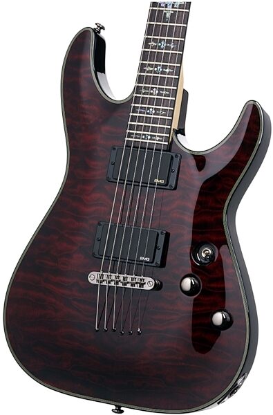 open zoom image for Schecter Damien Elite Electric Guitar, Crimson Red Closeup