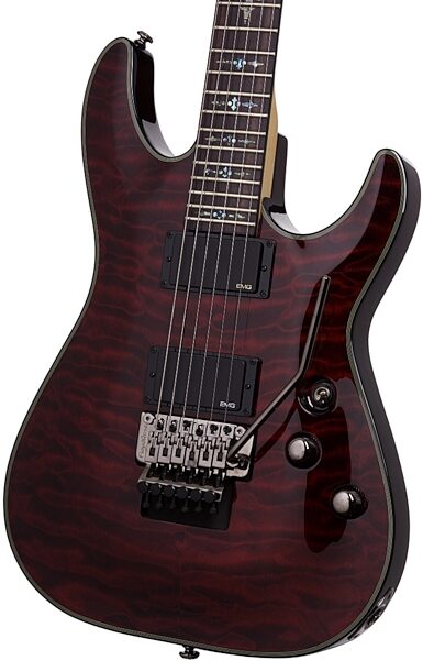 open zoom image for Schecter Damien Elite FR Electric Guitar with Floyd Rose, Crimson Red Closeup