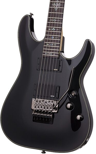 open zoom image for Schecter Damien Elite FR Electric Guitar with Floyd Rose, Metallic Black Closeup