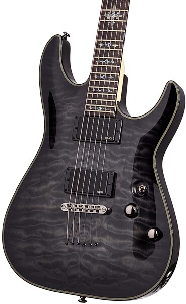 open zoom image for Schecter Damien Elite Electric Guitar, See Thru Black Closeup