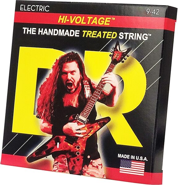 open zoom image for DR Strings DBG10 Hi-Voltage Electric Guitar Strings (Medium, 10-46), Light, 9-42, Angled Front
