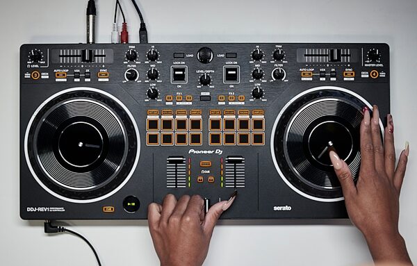open zoom image for Pioneer DJ DDJ-REV1 DJ Controller, New, Action Position Back