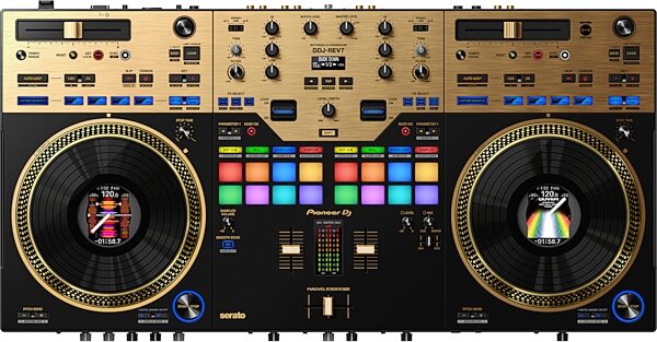 open zoom image for Pioneer DJ DDJ-REV7 DJ Controller, Gold, DDJ-REV7-N, Action Position Back
