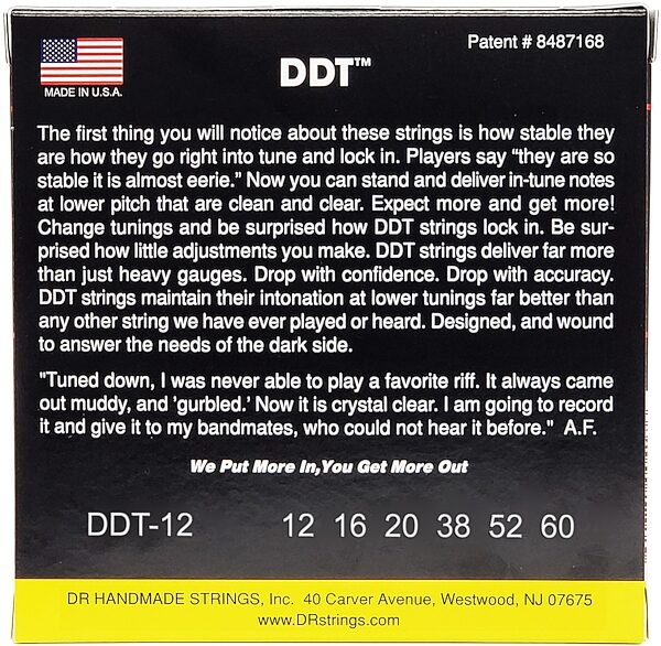 open zoom image for DR Strings DDT Drop Down Tuning Electric Guitar Strings, Drop Down Extra Heavy, 12-60, view