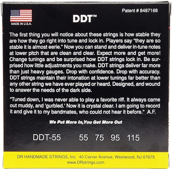 open zoom image for DR Strings DDT Drop Down Tuning Bass Strings, Extra Heavy, 55-115, view