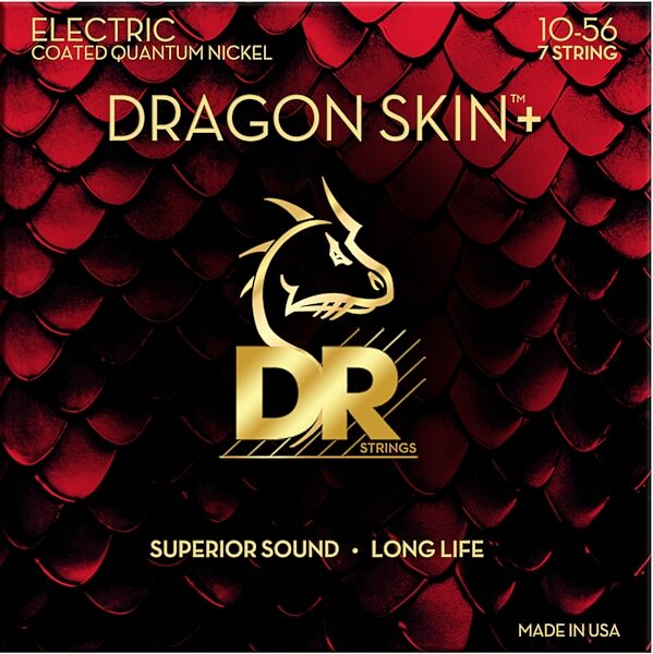 open zoom image for DR Strings Dragon Skin Plus Coated Quantum Nickel 7-String Electric Guitar Set, Medium 7-String, 10-56, DEQ7-10, Action Position Back