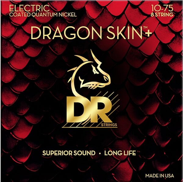 open zoom image for DR Strings Dragon Skin Plus 8-String Electric Guitar String Set, DEQ-8/10, Action Position Back