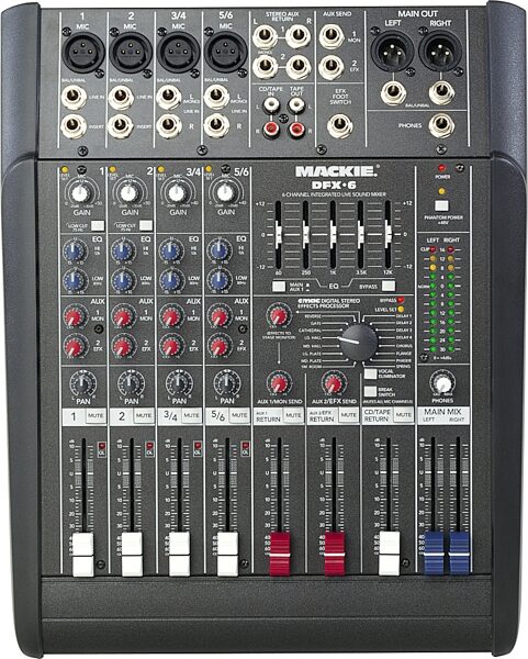 open zoom image for Mackie DFX6 6-Channel Mixer with Effects, Top View