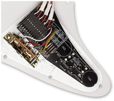 open zoom image for EMG DG20 Active Pickup Set with Pickguard, Pearl White with White Knobs, Back - Detail