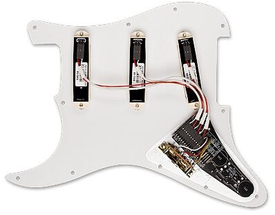 open zoom image for EMG DG20 Active Pickup Set with Pickguard, Pearl White with White Knobs, Back