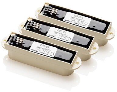 open zoom image for EMG DG20 Active Pickup Set with Pickguard, Pearl White with White Knobs, Pickups - Back