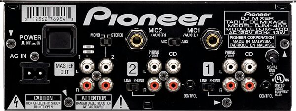 open zoom image for Pioneer DJM-400 2-Channel DJ Mixer with 96K Sampling, Rear